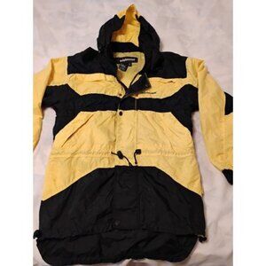 Edelweiss Ski Coat Mens MEDIUM Yellow Black Light Nylon w Hood Snowboard